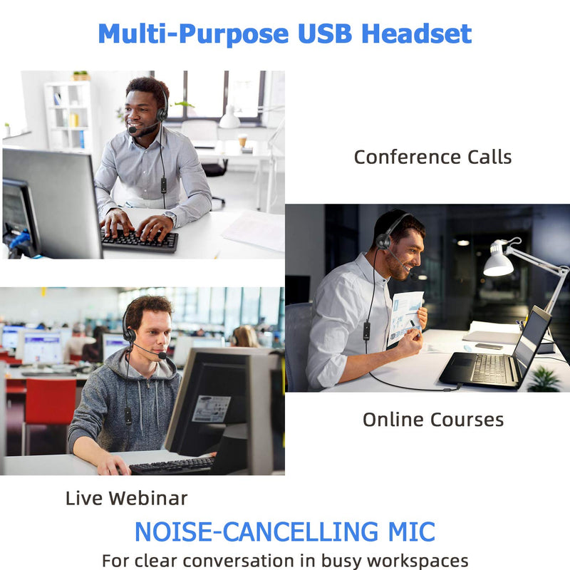  [AUSTRALIA] - USB Headset Mono with Noise Cancelling Mic and Easy Controls, Callez Corded Computer Headphones for Business Skype UC Lync SoftPhone Call Center, Crystal Clear Calls, Super Comfort C500U3
