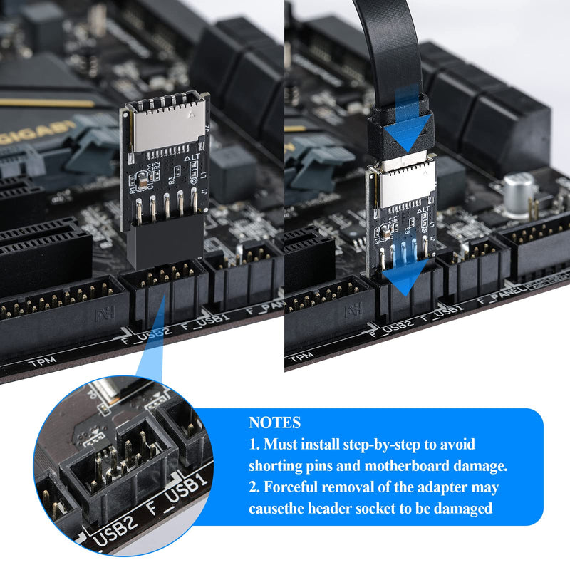  [AUSTRALIA] - MZHOU USB 2.0 Front Panel Header USB 9pin to USB 2.0 Type-E Internal Adapter