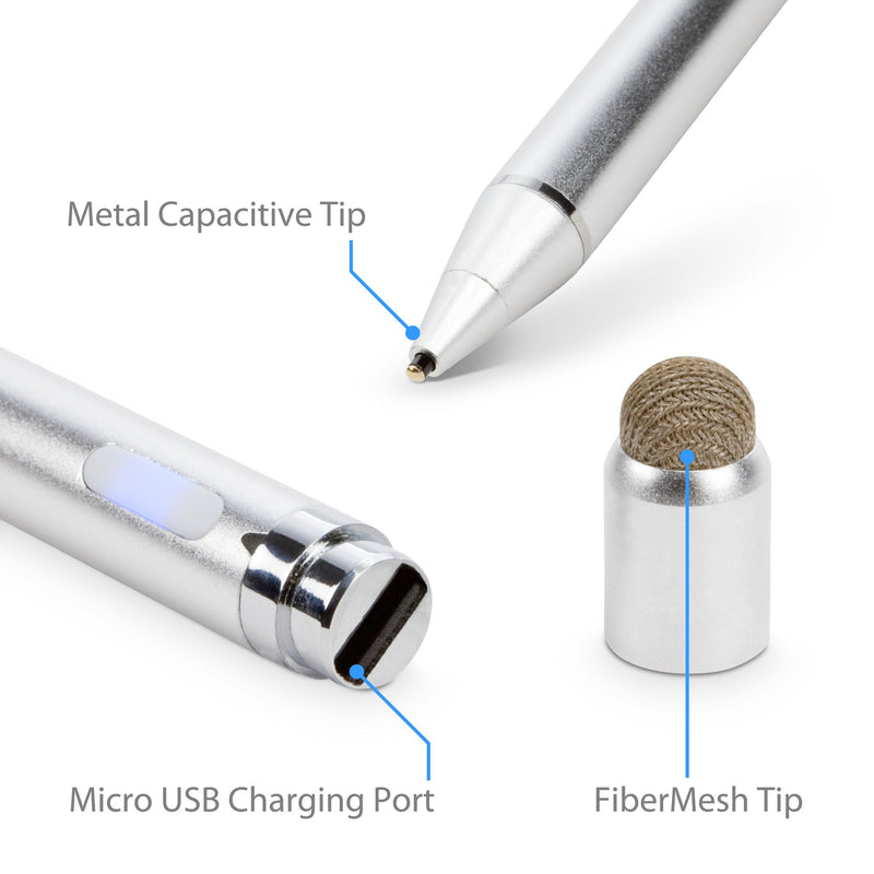 Stylus Pen for Acer T272HUL (27") (Stylus Pen by BoxWave) - AccuPoint Active Stylus, Electronic Stylus with Ultra Fine Tip for Acer T272HUL (27") - Metallic Silver - LeoForward Australia