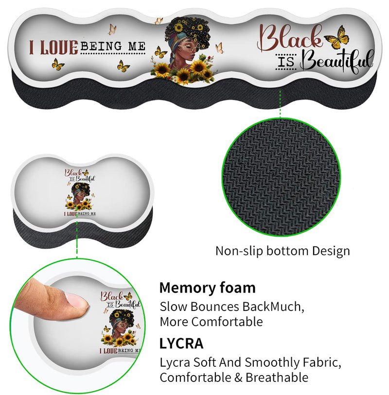  [AUSTRALIA] - Desk Pad, Large Gaming Mouse Pad Extended Thick Writing Pads, Ergonomic Keyboard Wrist Rest with Non-Slip Rubber Base Office Desk Mat Sunflower Black Women Butterfly Faith Art Black Mousepad JV-mouse pad-8-58