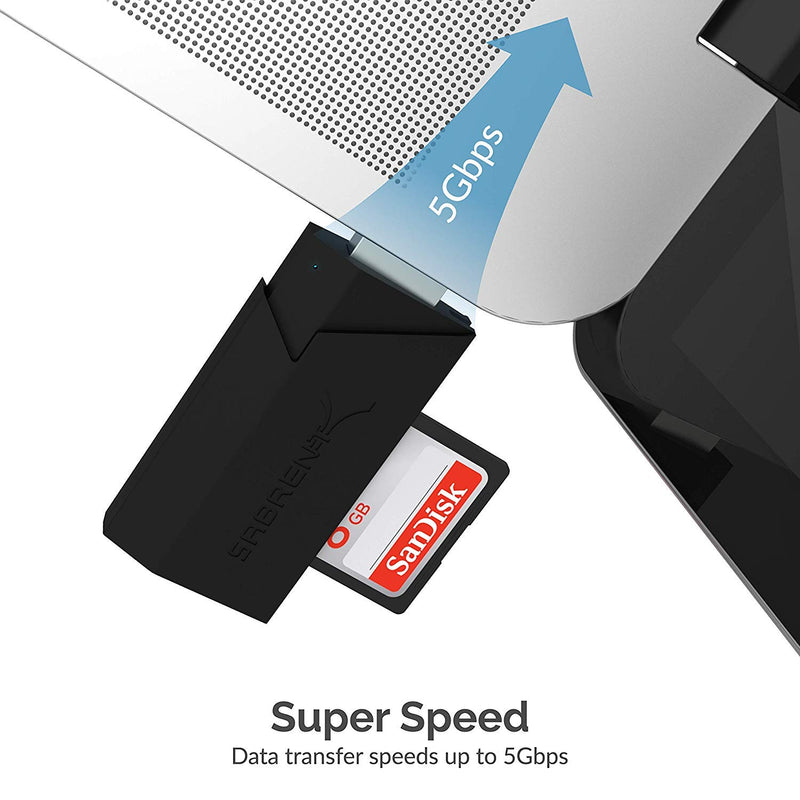  [AUSTRALIA] - Sabrent SuperSpeed 2-Slot USB 3.0 Flash Memory Card Reader for Windows, Mac, Linux, and Certain Android Systems - Supports SD, SDHC, SDXC, MMC/MicroSD, T-Flash [Black] (CR-UMSS) 2-Slot USB A