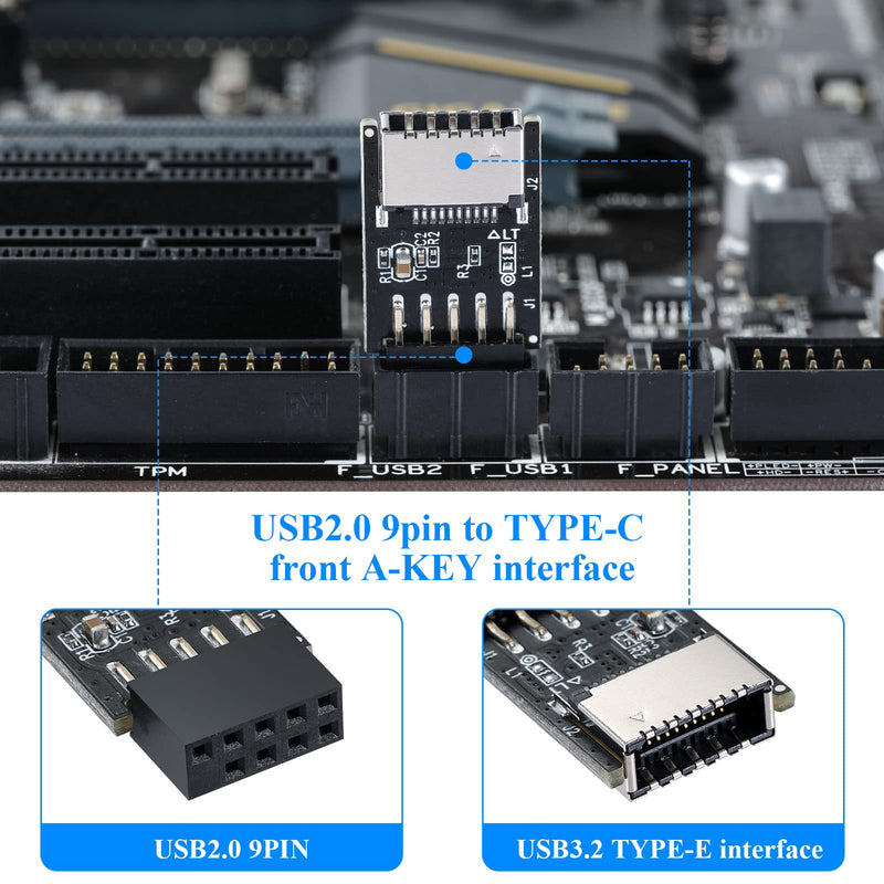  [AUSTRALIA] - MZHOU USB 2.0 Front Panel Header USB 9pin to USB 2.0 Type-E Internal Adapter