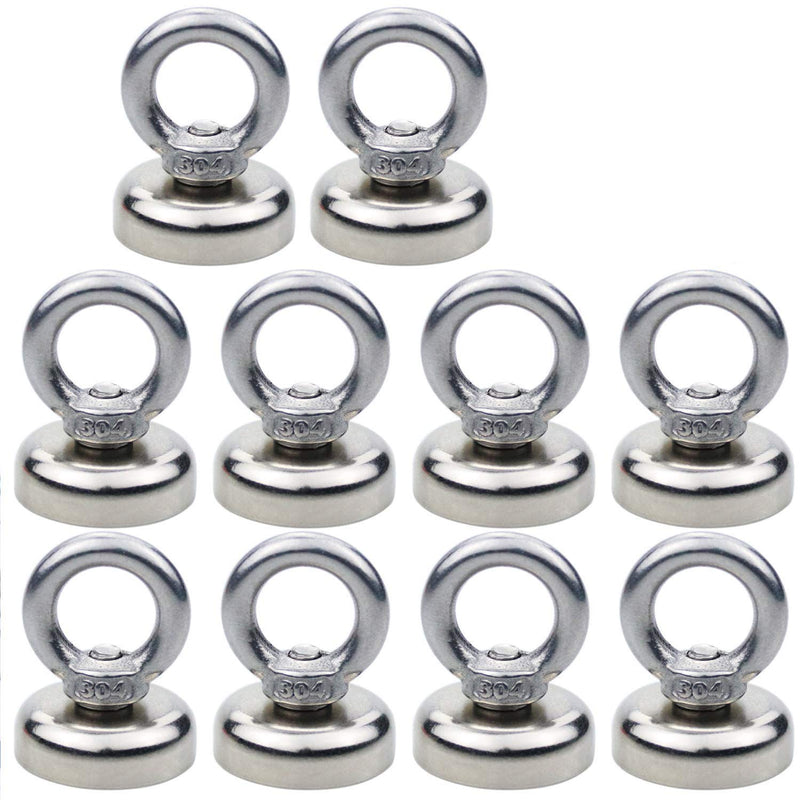  [AUSTRALIA] - Magnetic Hooks 60 lbs(27 KG) Pulling Force Rare Earth Magnetic Hooks with Countersunk Hole Eyebolt for Home, Kitchen, Workplace, Office and Garage, 10 Packs 60lbs Magnetic Hooks-10P