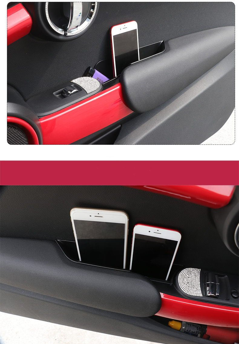  [AUSTRALIA] - Vesul Black Front Row Door Side Storage Box Handle Armrest Phone Container Fits on BMW Mini Cooper One F56
