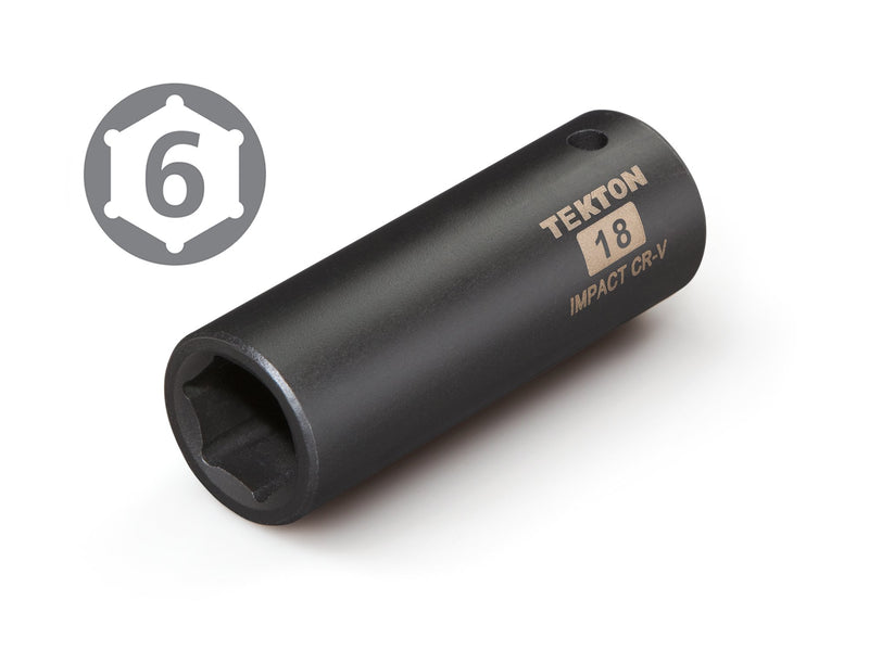  [AUSTRALIA] - TEKTON 47809 1/2-Inch Drive by 18 mm Deep Impact Socket, Cr-V, 6-Point