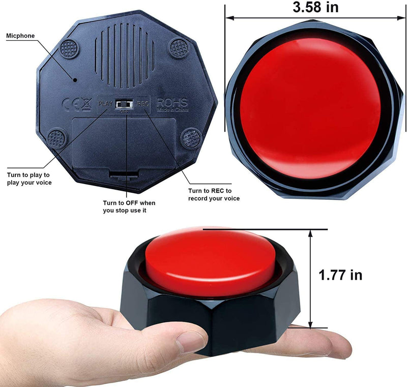  [AUSTRALIA] - RIBOSY Set of 6 Colors, Recordable Button, Dog Training Buzzer - Record & Playback Your Own Message to Teach Your Dogs Voice What They Want (Battery Included) Red+Yellow+White+Purple+Green+Blue