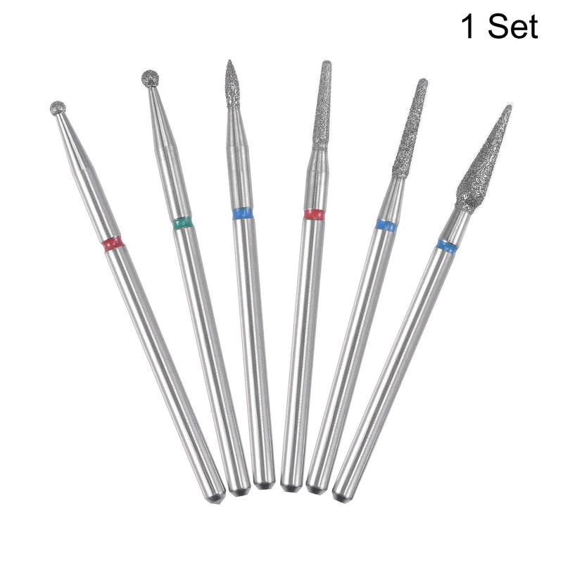  [AUSTRALIA] - uxcell Diamond Coated Grinding Head Drill Bit Set Polishing Trimming Carving Accessories for Rotary Tools, Assorted Shape 6pcs