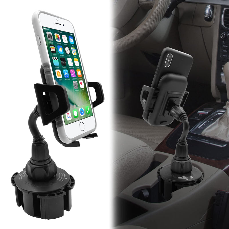  [AUSTRALIA] - Macally Car Cup Holder Phone Mount [Upgraded], Adjustable Gooseneck Cell Phone Holder Car Mount - Easy Cup Phone Holder Clamp in Vehicle - Cupholder Compatible with All iPhone Android Smartphone
