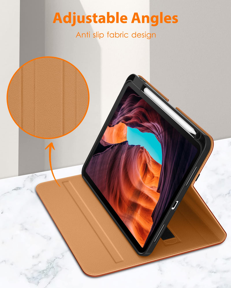  [AUSTRALIA] - DTTO iPad 10th Generation Case 10.9 Inch 2022, Premium Leather Business Folio Stand Cover with Pencil Holder - Auto Wake/Sleep and Multiple Viewing Angles, Brown A-Brown