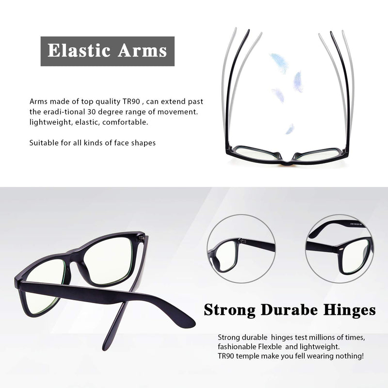 GY Snail Blue Light Blocking Glasses for Men, Safety Gaming Eyeglasses, Eye Strain Fatigue Relief and Better Sleep Black Frame White Lens - LeoForward Australia