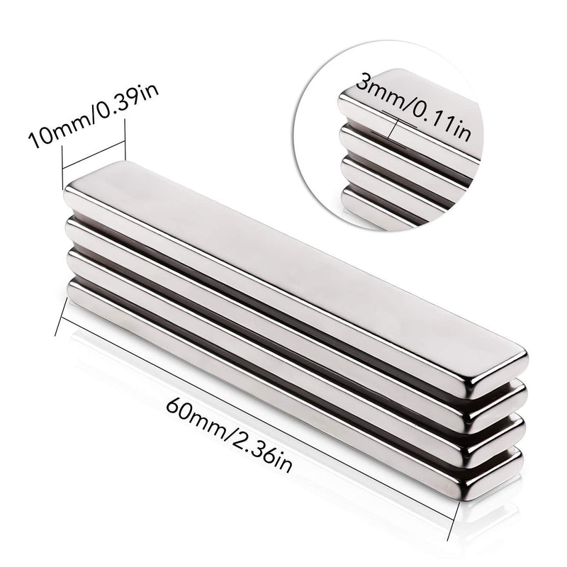  [AUSTRALIA] - LOVIMAG Powerful Neodymium Bar Magnets, Rare-Earth Metal Neodymium Magnet - 60 x 10 x 3 mm, Pack of 12 60x10x3mm-12p