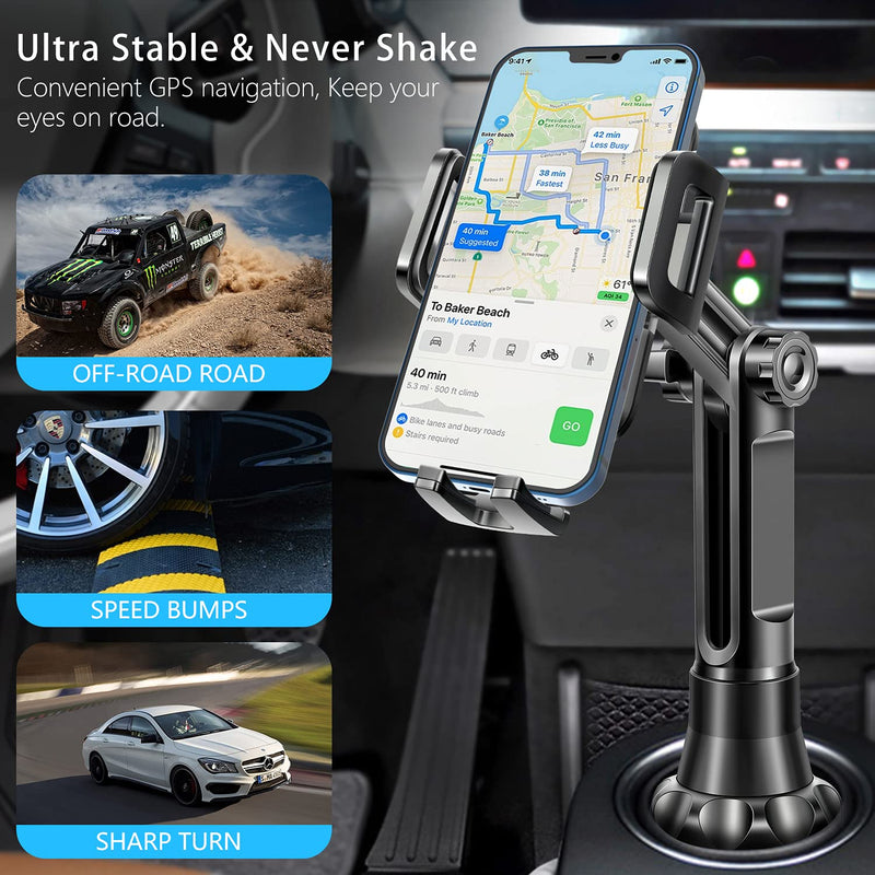  [AUSTRALIA] - Car Cup Holder Phone Mount JC1 Pro Ver. Adjustable Long Pole Automobile Cup Holder Smart Phone Cradle Car Mount for iPhone 11 Pro/XR/XS Max/X/SE/8 Plus/6s/Samsung Galaxy S20+/Note 10/S9/S7 Edge(Black)