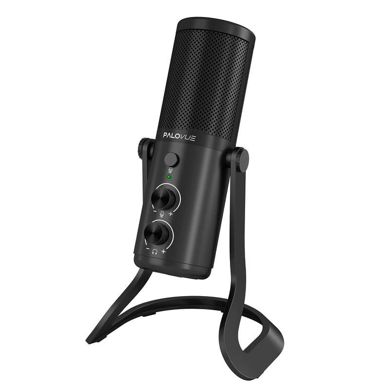  [AUSTRALIA] - USB Computer Microphone, PALOVUE Condenser Microphone for PC, Gaming, Podcast, with Noise Cancelling Instant Mute, Volume Control, Headphone Output Streaming Mic for Recording Vocals YouTube