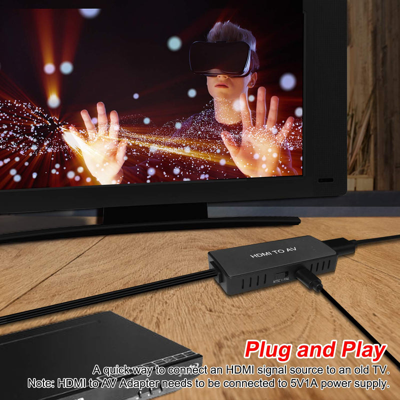  [AUSTRALIA] - HDMI to RCA Converter, HDMI to Composite Video Audio Converter Adapter, HDMI to AV, Supports PAL/NTSC for PS4, Xbox, Switch, TV Stick, Blu-Ray, DVD Player, HDMI to RCA Converter
