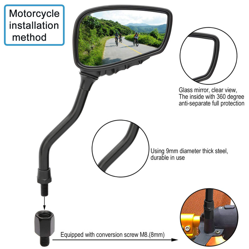 TOPCABIN 1 Pair Bicycle Mirror,Big View Bike Rear View Mirror Blindsight Multi Angle Adjustable Bike Mirror Aluminum Plated Outside Skull Claw Style Also for Motorcycle Mirror Black - LeoForward Australia