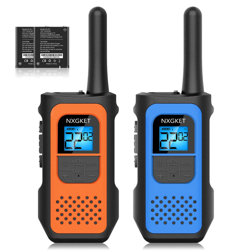  [AUSTRALIA] - NXGKET Walkie Talkies for Adults 2 Pack, Rechargeable Long Range Walkie Talkie 2 Way Radios 22 Channels VOX Scan LCD Display with Li-ion Battery Type-C Cable for Gift Family Camping Hiking