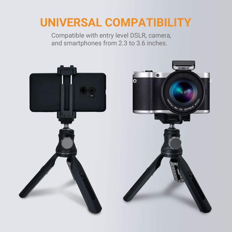  [AUSTRALIA] - Cubilux Tabletop Phone Tripod with Ball Head, 2-in-1 Desktop Camera Tripod Compatible with iPhone 13 Pro 12 11 XR, Samsung Note 20/10 S22 Ultra S21/S20, Pixel 6 Pro 5 4 3 XL, DSLR More