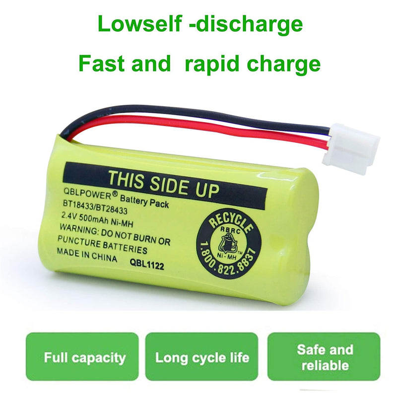 [AUSTRALIA] - QBLPOWER 2.4V Rechargeable Battery Compatible with AT&T Vtech Phones BT18433 BT184342 BT28433 BT284342 BT-8300 BATT-6010 BT1011 BT1018 BT1022 BT1031 89-1326-00-00/89-1330-01-00/CPH-515D(Pack of 2)