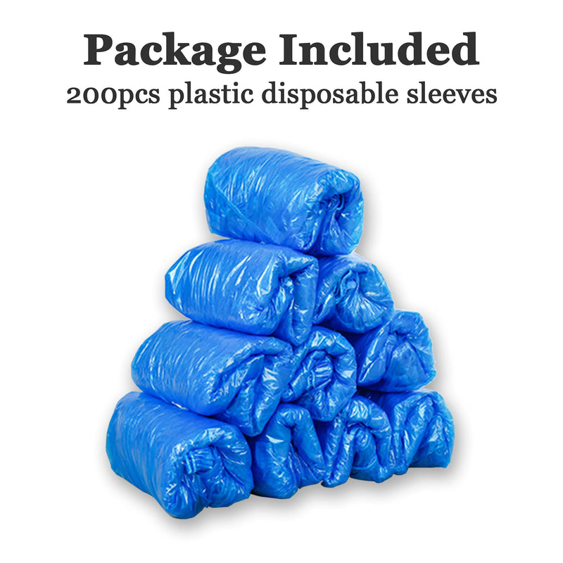  [AUSTRALIA] - Yzurbu 200pcs Plastic Disposable Sleeves, Waterproof Sleeve Protector for Arm with Elastic on Cuff - Blue