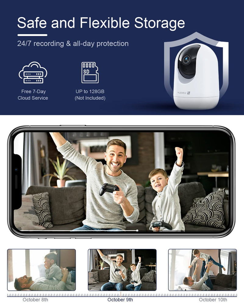  [AUSTRALIA] - Indoor Security Camera 2K, Pet Camera with Phone App, WiFi Cameras for Home Security Camera for Dog/ Baby Monitor/Elder Pan Tilt, 2.4G, 24/7, 2-Way Talk, Human Detection, Motion Tracking, SD&Cloud