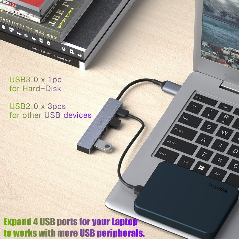 [AUSTRALIA] - sunshot USB 3.0 Hub, 4 USB A Ports Hub Expander, Ultra Slim Splitter Adapter Cable for Laptop, Computer, PC to Extend USB Flash Drives, Mouse, Keyboard, Printer, Mobile HDD and Other USB Peripherals