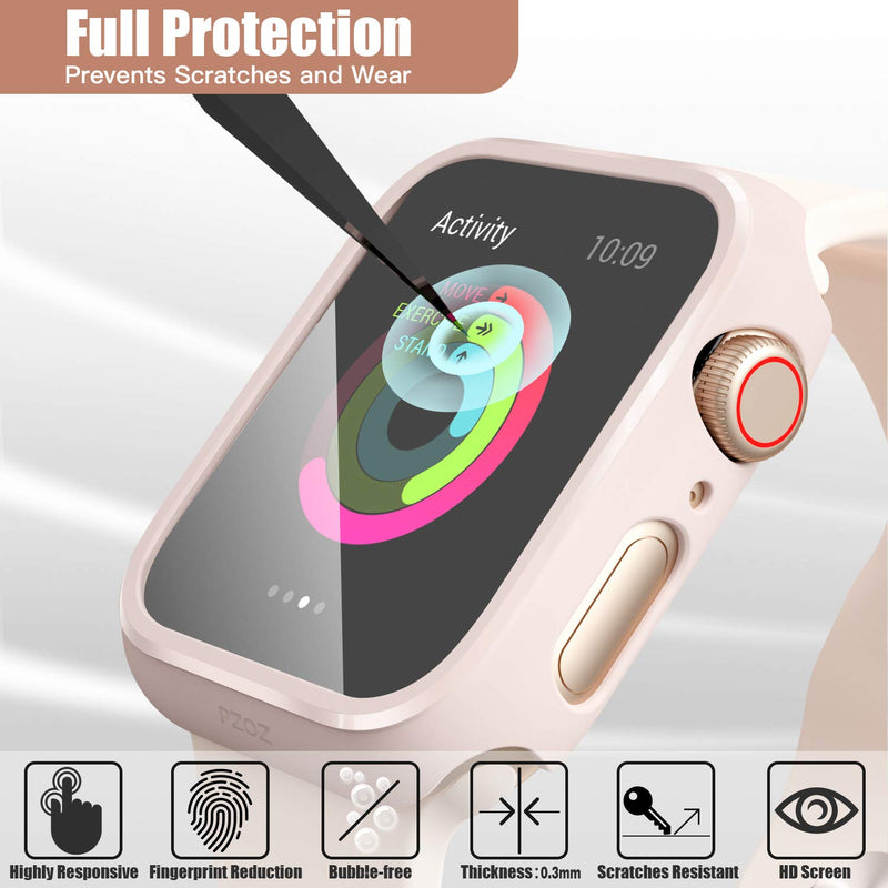 PZOZ Watch Case Compatible Apple Watch Series 5 / Series 4 40mm with HD Tempered Glass Screen Protector Accessories Matte Hard Bumper Cover Defense for Women Men iWatch (Pink) Pink - LeoForward Australia