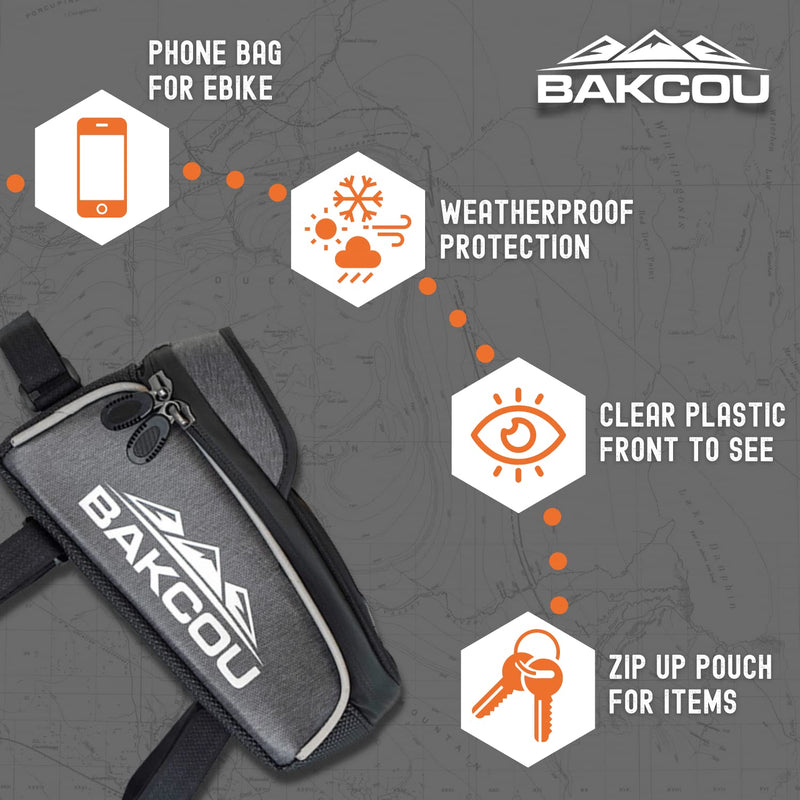  [AUSTRALIA] - Bakcou Outdoor Bike Phone Bag - Compatible with most Electronic Devices Frame Phone Holster Bag Carrying Pouch Outdoors Biking Phone Holder - Gray
