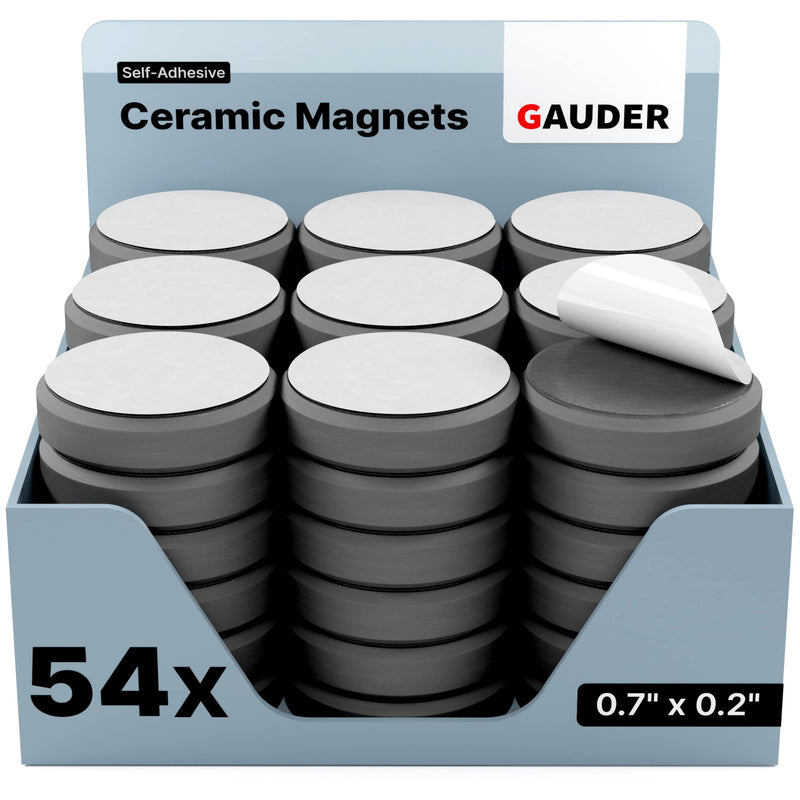  [AUSTRALIA] - GAUDER Magnets for Magnetic Boards Self-Adhesive | Ceramic Industrial Magnets | for Crafts, Whiteboards and Fridges (54 pcs) 54