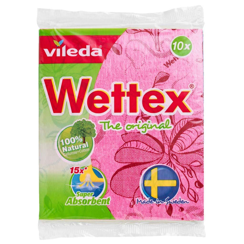 Wettex The Original 10-Pack Swedish Superabsorbent Dishcloth Pink, Blue, Yellow and Green - LeoForward Australia