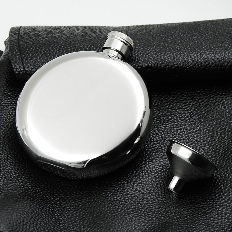  [AUSTRALIA] - iSavage 5oz Classic Round Mirror Finished Hip Flask with Transparent Glass Window, with a Funnel 18/8 Stainless Steel-YM122