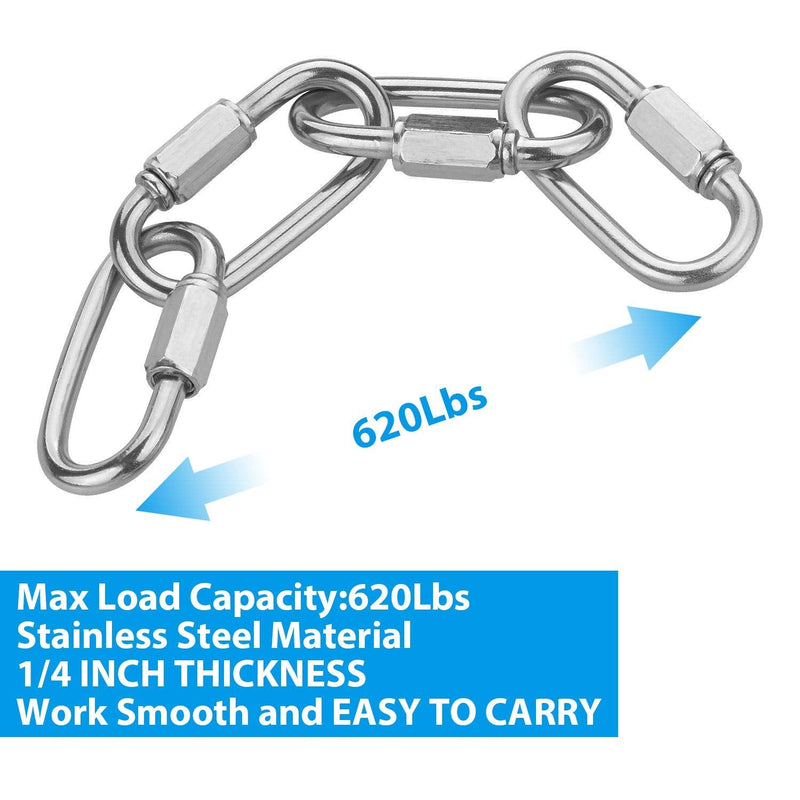  [AUSTRALIA] - AEIOUS 16Pack Quick Link, Stainless Steel Oval Locking Carabiner, Heavy Duty 1/4Inch Carabiner Clips, 620lbs Capacity Quick Chain Links for Camping, Hiking, Swing, Hammocks, Outdoor and Gym