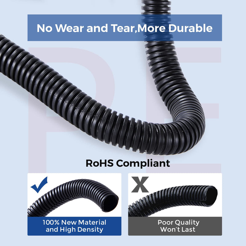  [AUSTRALIA] - Wire Loom 1/4 inch 33ft, YCLYC Split Loom, Outdoor Cord Protector, Flexible Wire Conduit Automotive, Wire Protector Tubing, Black 1/4"-33ft