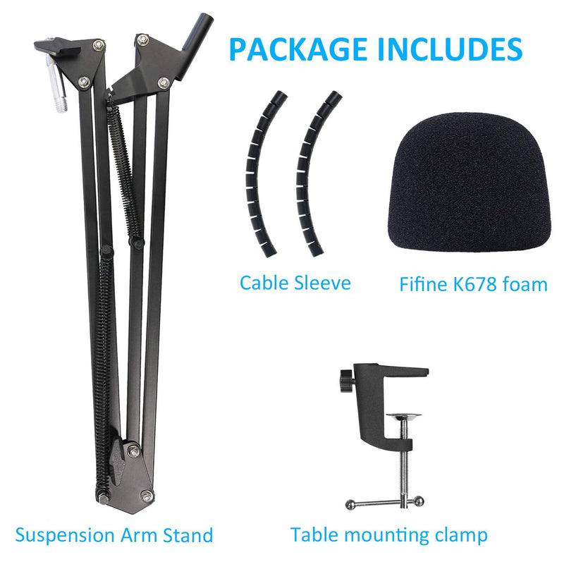  [AUSTRALIA] - K678 Microphone Stand with Foam Windscreen - Mic Suspension Boom Scissor Arm Stand with Pop Filter, Cable Sleeve Compatible with Fifine K678 Mic by YOUSHARES