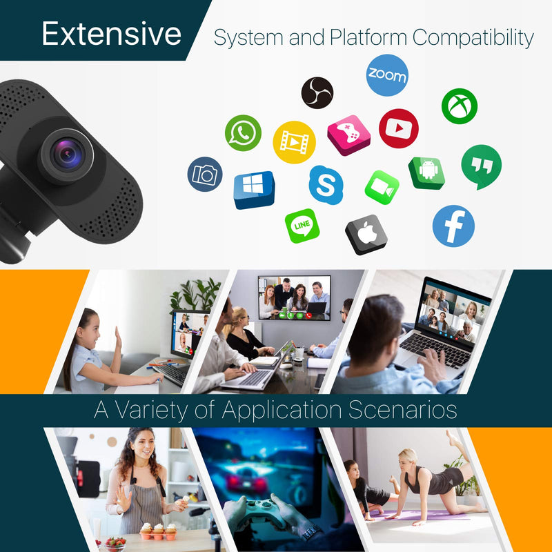  [AUSTRALIA] - 1080P Webcam with Microphone, Faleemi USB HD Desktop/Laptop Plug and Play Webcam with Auto Light Correction, Wide Angle for PC/Mac Video Live Streaming, Video Conference, Online Classes, Zoom Meeting