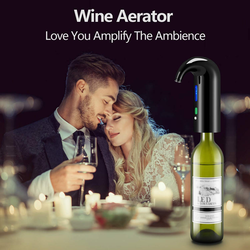  [AUSTRALIA] - Wine Aerator Electric Wine Decanter Best Sellers One Touch Red -White Wine Accessories Aeration Work with Wine Opener for Beginner Enthusiast - Spout Pourer - wine preserver Space Black