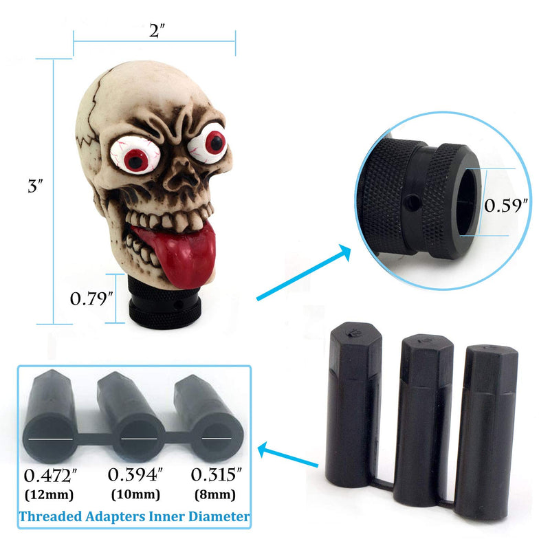  [AUSTRALIA] - Thruifo Skull Gear Car Shift Knob, Funny Style MT Stick Shifter Head Fit Most Manual Automatic Vehicles off-white