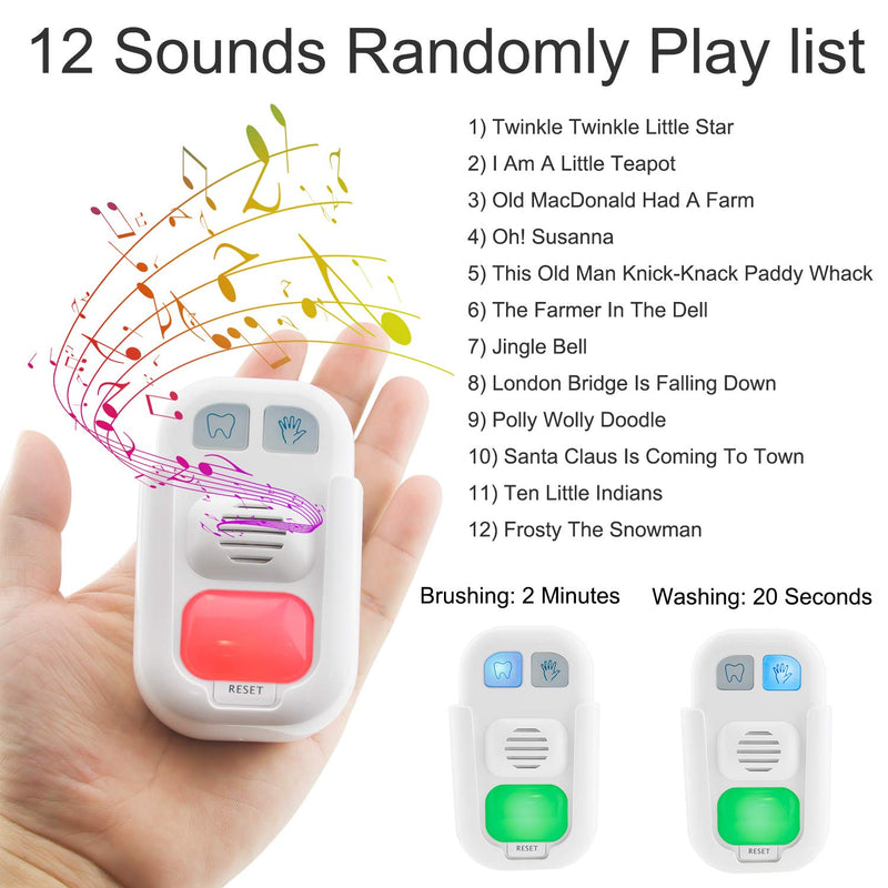  [AUSTRALIA] - LUXSWAY Kids Musical Timer for Teethbrushing with 3 Level Volume, 20 Seconds Handwash Timer and 2 Minutes Teeth Brush Timer Musical for Kids Training, Battery Powered Indicator LED Light