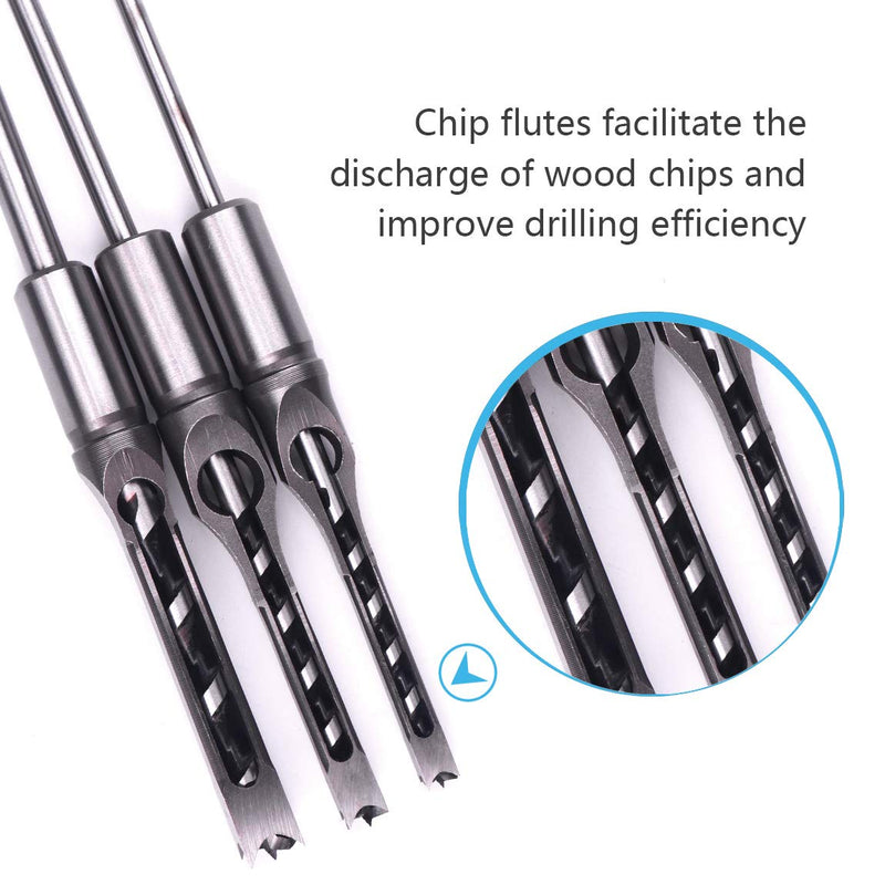  [AUSTRALIA] - ATOPLEE Square Hole Drill Bits,HSS Mortising Chisel Set for Woodworking,5/16 3/8 1/2 Inch (All of Sizes) All of sizes