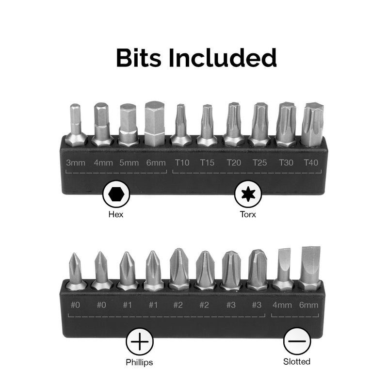  [AUSTRALIA] - Neiko 10573B Torque Screwdriver Set, 1/4-Inch Drive, Long Shank, 10 to 50 Inch-Pound Range, 20 Bits Included