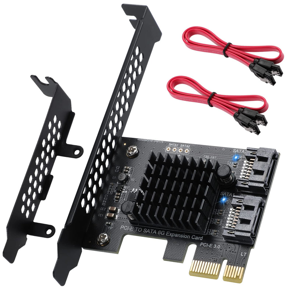  [AUSTRALIA] - ACTIMED PCI-E X1 to SATA 3.0 Controller Card, 2-Port SATA III 6Gbps Expansion Cards, Supports PCI-Express (1X 4X 8X 16X) Slot, Support SSD and HDD, for Windows10/7/8/XP/Vista/linux PCIE SATA 2 port