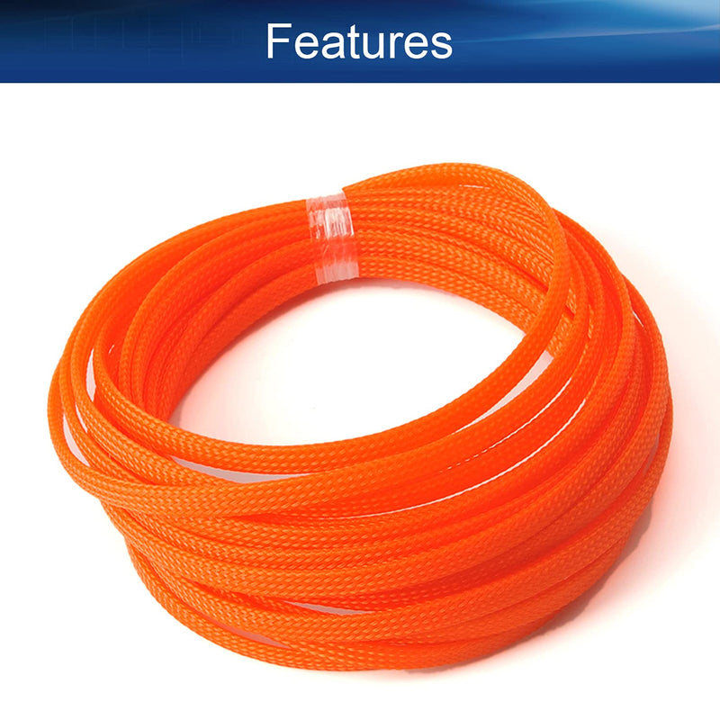  [AUSTRALIA] - Bettomshin 1Pcs 16.4Ft PET Braided Cable Sleeve, Width 6mm Expandable Braided Sleeve for Sleeving Protect Electric Wire Electric Cable Orange