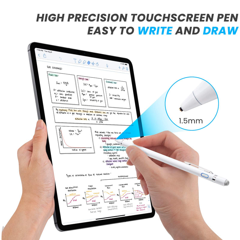 Stylus Pen for Samsung Galaxy Tab A 10.1 2019, EDIVIA Digital Pencil with 1.5mm Ultra Fine Tip Pens for Samsung Galaxy Tab A 10.1/10.5/8 Inch Stylus, White - LeoForward Australia