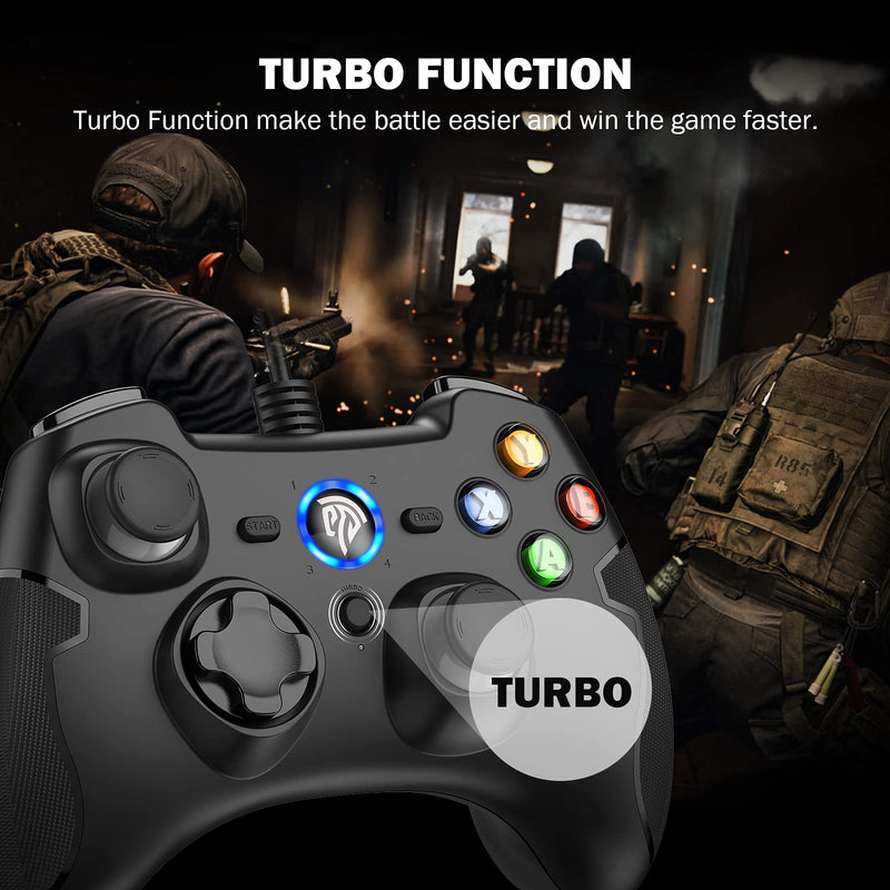  [AUSTRALIA] - EasySMX Wired Gaming Controller,PC Game Controller Joystick with Dual-Vibration Turbo and Trigger Buttons for Windows/Android/ PS3/ TV Box(Black) black