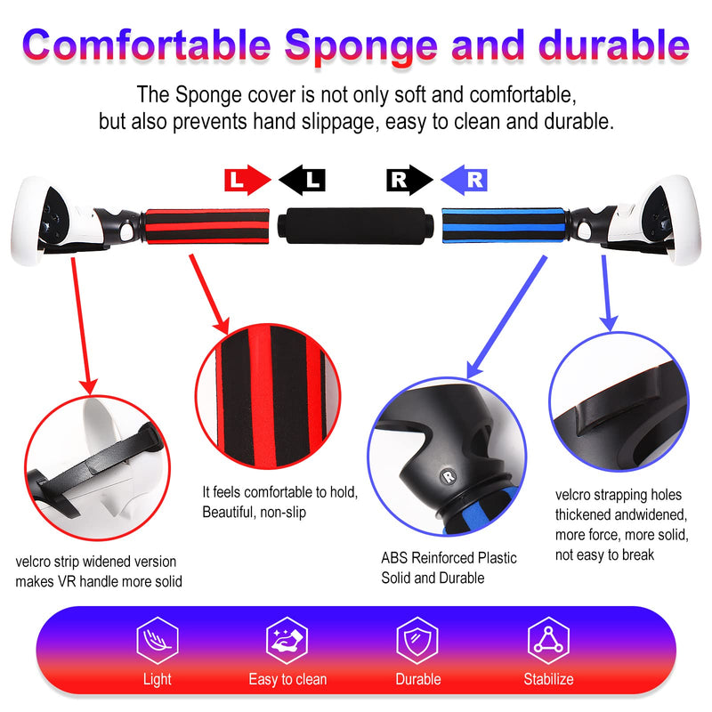  [AUSTRALIA] - VR Beat Saber Handle Accessories and Long Stick Handle Extension Grips for Oculus Quest 2 Controllers, Also Suitable for Supernatural Training,Fruit Ninja,Blade & Sorcery and VR Game
