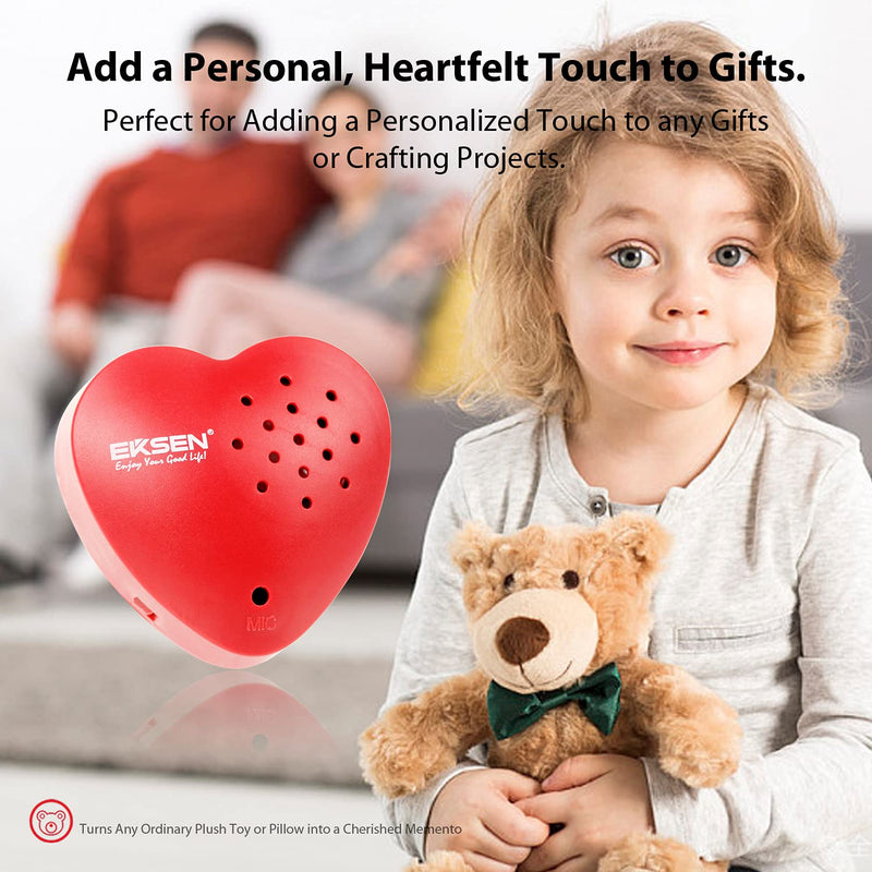 EKSEN Heart Voice Recorder, 30 Seconds Voice Recorder for Stuffed Animal, Plush Toy, etc. Kids Voice Recorder, Sound Box for Voice Gifts. (Red - 1 Pack) Red - 1 Pack - LeoForward Australia