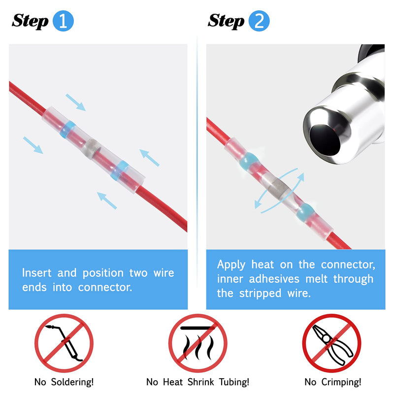  [AUSTRALIA] - 120Pcs Solder Seal Connectors, Heat Shrink Butt Connectors, Waterproof Insulated Butt Splice, Marine Grade Electrical Connectors Kit 120PCS