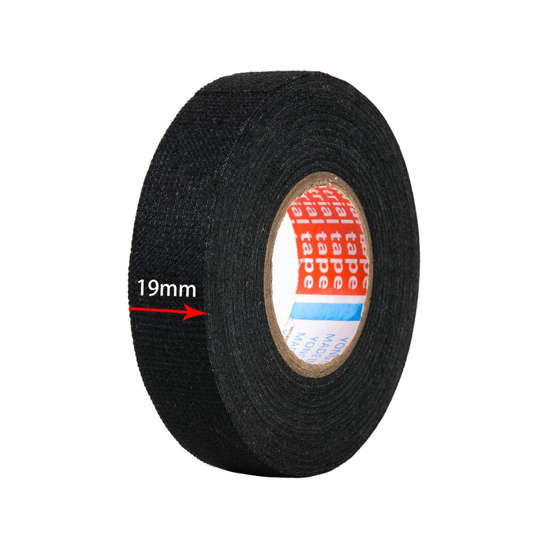  [AUSTRALIA] - HSTECH Wire Harness Cloth Tape, 3/4-Inch by 50-Foot (4 Rolls), Speaker Wiring Harness Cloth Tape, Black Adhesive Fabric Tape, for Automobile Electrical Wire harnessing Noise Dampening Heat Proof Width:20mm (4 Rolls)