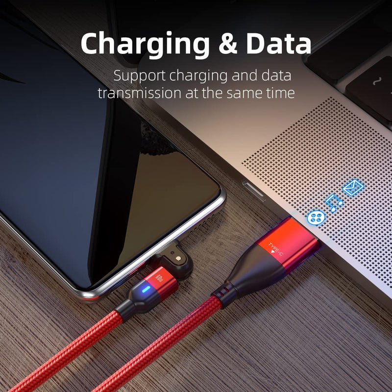  [AUSTRALIA] - USB C to USB C Cable[2-Pack ],180° Rotation 2 in 1 USB Type C Cable Data Transfer LED PD 60W Fast Charging Compatible with Samsung Galaxy S21/S20/S10, LG, Huawei,Type C Device/Laptop
