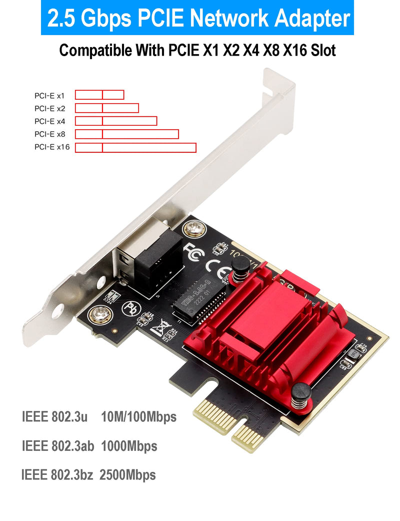  [AUSTRALIA] - 2.5Gb Network Card PCIe Ethernet Card RTL8125 NIC Wake on LAN Flow Control for Windows10/8/7(32/64) Windows Server 2012/2008 Linux Mac with Low Profile Bracket. Single Port