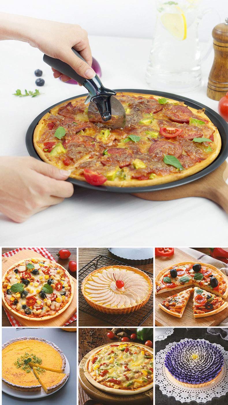  [AUSTRALIA] - Pizza Pan with Holes 12 inch, Pizza Tray,2 Pack,Sturdy,Rust Free,Round Pizza Crisper Pan Pizza Baking Tray Bakeware for Home Restaurant Kitchen 12inch